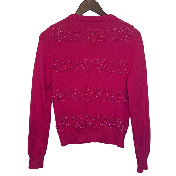 Happy Sheep Pink Magenta Knit Cardigan with colorful beading detail size small - Picture 5 of 7